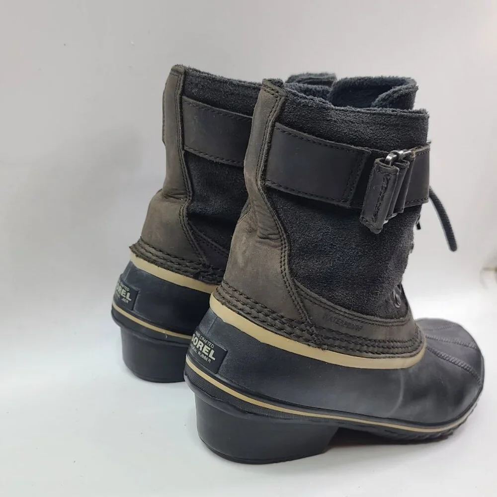 Sorel Women's Black Fancy Lace II NL2125-010 Leather Ankle Winter Boot Size 8.5‎